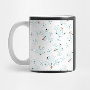 Snowmen making a snow angel on a snow filled snowday. snowflakes Mug